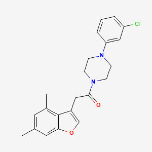 molecular formula C22H23ClN2O2 B11400026 1-(3-Chlorophenyl)-4-[(4,6-dimethyl-1-benzofuran-3-yl)acetyl]piperazine 