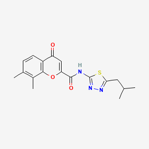 molecular formula C18H19N3O3S B11400036 7,8-dimethyl-N-[5-(2-methylpropyl)-1,3,4-thiadiazol-2-yl]-4-oxo-4H-chromene-2-carboxamide 