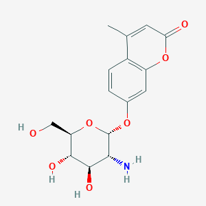 molecular formula C₁₆H₁₉NO₇ B1140011 4-Methylumbelliferyl 2-amino-2-deoxy-alpha-D-glucopyranoside CAS No. 137687-00-4
