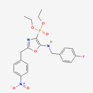 molecular formula C21H23FN3O6P B11400181 Diethyl (5-{[(4-fluorophenyl)methyl]amino}-2-[(4-nitrophenyl)methyl]-1,3-oxazol-4-YL)phosphonate 