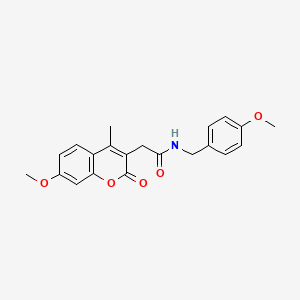 molecular formula C21H21NO5 B11400185 N-(4-methoxybenzyl)-2-(7-methoxy-4-methyl-2-oxo-2H-chromen-3-yl)acetamide 