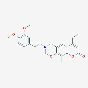 molecular formula C24H27NO5 B11400234 3-[2-(3,4-dimethoxyphenyl)ethyl]-6-ethyl-10-methyl-3,4-dihydro-2H,8H-chromeno[6,7-e][1,3]oxazin-8-one 