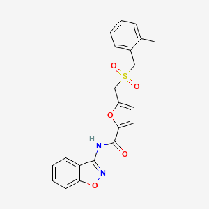 molecular formula C21H18N2O5S B11400255 N-(1,2-benzoxazol-3-yl)-5-{[(2-methylbenzyl)sulfonyl]methyl}furan-2-carboxamide 