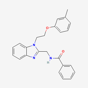 molecular formula C24H23N3O2 B11400324 N-({1-[2-(3-methylphenoxy)ethyl]-1H-benzimidazol-2-yl}methyl)benzamide 
