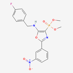 molecular formula C18H17FN3O6P B11400354 Dimethyl (5-{[(4-fluorophenyl)methyl]amino}-2-(3-nitrophenyl)-1,3-oxazol-4-YL)phosphonate 