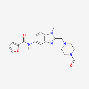 molecular formula C20H23N5O3 B11400372 N-{2-[(4-acetylpiperazin-1-yl)methyl]-1-methyl-1H-benzimidazol-5-yl}furan-2-carboxamide 