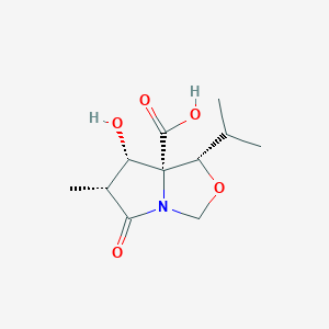 molecular formula C₁₁H₁₇NO₅ B1140041 (3R,4S,5S,6S)-1-Aza-5-carboxyl-4-hydroxy-6-isopropyl-3-methyl-7-oxabicyclo[3.3.0]octan-2-one CAS No. 145451-96-3