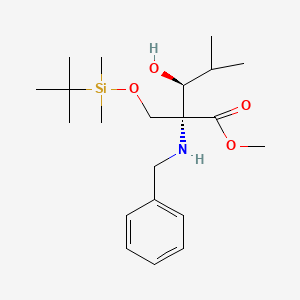 molecular formula C₂₁H₃₇NO₄Si B1140042 Methyl (2R,3S)-2-Benzylamino-2-(t-butyldimethylsilyloxymethyl)-3-hydroxy-4-methylpentanoate CAS No. 145451-92-9