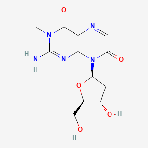 molecular formula C12H15N5O5 B1140044 3-Methyl-8-(2-deoxy-b-D-ribofuranosyl)isoxanthopterin CAS No. 170379-51-8