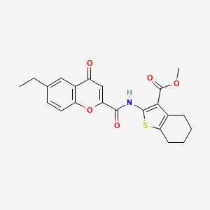 molecular formula C22H21NO5S B11400466 methyl 2-{[(6-ethyl-4-oxo-4H-chromen-2-yl)carbonyl]amino}-4,5,6,7-tetrahydro-1-benzothiophene-3-carboxylate 