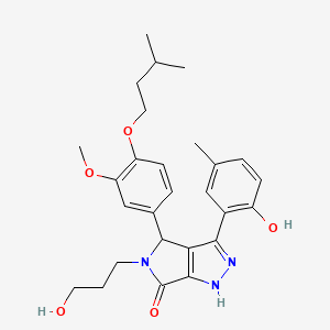 molecular formula C27H33N3O5 B11400579 3-(2-hydroxy-5-methylphenyl)-5-(3-hydroxypropyl)-4-[4-(isopentyloxy)-3-methoxyphenyl]-4,5-dihydropyrrolo[3,4-c]pyrazol-6(1H)-one 