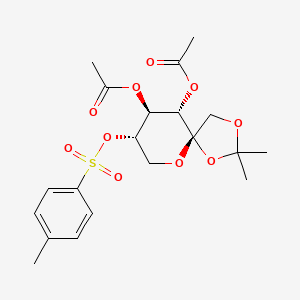 molecular formula C₂₀H₂₆O₁₀S B1140058 [(5S,6S,7S,8S)-6-acetyloxy-2,2-dimethyl-8-(4-methylphenyl)sulfonyloxy-1,3,10-trioxaspiro[4.5]decan-7-yl] acetate CAS No. 53821-66-2