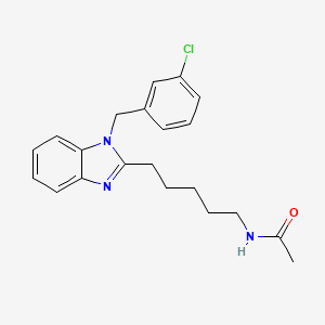 molecular formula C21H24ClN3O B11400634 N-{5-[1-(3-chlorobenzyl)-1H-benzimidazol-2-yl]pentyl}acetamide 