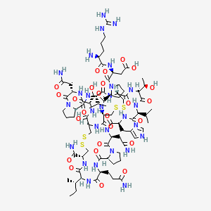 molecular formula C79H125N27O25S4 B1140071 (3S)-3-[[(2S)-2-amino-5-carbamimidamidopentanoyl]amino]-4-[(2S)-2-[[(1R,6R,9S,12S,15S,21S,24S,27S,30S,33R,36S,39S,45S,48S,53R)-21,45-bis(2-amino-2-oxoethyl)-12-(3-amino-3-oxopropyl)-9-[(2S)-butan-2-yl]-6-carbamoyl-30-[(1R)-1-hydroxyethyl]-48-(hydroxymethyl)-24-(1H-imidazol-4-ylmethyl)-8,11,14,20,23,26,29,32,35,38,44,47,50,52-tetradecaoxo-27,36-di(propan-2-yl)-3,4,55,56-tetrathia-7,10,13,19,22,25,28,31,34,37,43,46,49,51-tetradecazatetracyclo[31.17.7.015,19.039,43]heptapentacontan-53-yl]carbamoyl]pyrrolidin-1-yl]-4-oxobutanoic acid CAS No. 669050-68-4