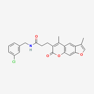 molecular formula C23H20ClNO4 B11400737 N-(3-chlorobenzyl)-3-(3,5-dimethyl-7-oxo-7H-furo[3,2-g]chromen-6-yl)propanamide 
