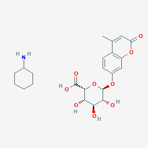 molecular formula C₂₂H₂₉NO₉ B1140079 4-Methylumbelliferyl alpha-L-idopyranosiduronic acid cyclohexylammonium salt CAS No. 66895-33-8