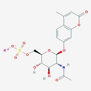 molecular formula C₁₈H₂₀KNO₁₁S B1140080 4-Methylumbelliferyl 2-acetamido-2-deoxy-6-O-sulfo-b-D-glucopyranoside potassium salt CAS No. 210357-38-3