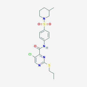 molecular formula C20H25ClN4O3S2 B11400800 5-chloro-N-{4-[(3-methylpiperidin-1-yl)sulfonyl]phenyl}-2-(propylsulfanyl)pyrimidine-4-carboxamide 
