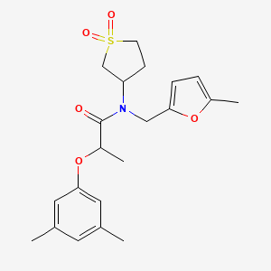 molecular formula C21H27NO5S B11400827 2-(3,5-dimethylphenoxy)-N-(1,1-dioxidotetrahydrothiophen-3-yl)-N-[(5-methylfuran-2-yl)methyl]propanamide 