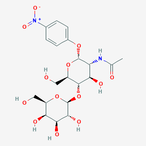molecular formula C₂₀H₂₈N₂O₁₃ B1140086 4-Nitrophenyl 2-acetamido-2-deoxy-4-O-(b-D-galactopyranosyl)-a-D-glucopyranoside CAS No. 184377-56-8