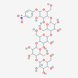 2-[6-[6-[6-[4,5-Dihydroxy-2-(hydroxymethyl)-6-(4-nitrophenoxy)oxan-3-yl]oxy-4,5-dihydroxy-2-(hydroxymethyl)oxan-3-yl]oxy-4,5-dihydroxy-2-(hydroxymethyl)oxan-3-yl]oxy-4,5-dihydroxy-2-(hydroxymethyl)oxan-3-yl]oxy-6-(hydroxymethyl)oxane-3,4,5-triol