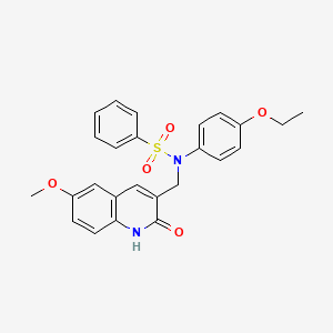 molecular formula C25H24N2O5S B11400902 N-(4-ethoxyphenyl)-N-[(2-hydroxy-6-methoxyquinolin-3-yl)methyl]benzenesulfonamide 