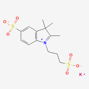 molecular formula C₁₄H₁₈KNO₆S₂ B1140095 Potassium 2,3,3-trimethyl-1-(3-sulfonatopropyl)-3H-indol-1-ium-5-sulfonate CAS No. 427882-78-8