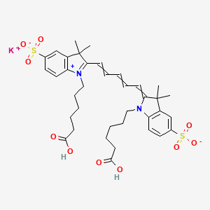 molecular formula C₃₇H₄₅KN₂O₁₀S₂ B1140096 Cyanine 5 Bihexanoic Acid Dye, Potassium Salt CAS No. 252255-40-6