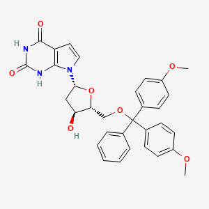 molecular formula C₃₂H₃₁N₃O₇ B1140101 5'-O-(4,4'-Dimethoxytrityl)-7-deaza-2'-deoxyxanthosine CAS No. 869355-16-8