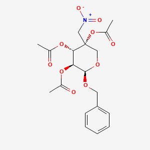 molecular formula C₁₉H₂₃NO₁₀ B1140119 Benzyl 2,3,4-tri-O-acetyl-4-nitromethyl-b-D-arabinopyranose CAS No. 383173-65-7
