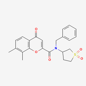 molecular formula C23H23NO5S B11401240 N-benzyl-N-(1,1-dioxidotetrahydrothiophen-3-yl)-7,8-dimethyl-4-oxo-4H-chromene-2-carboxamide 