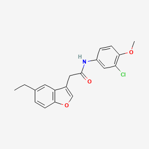 molecular formula C19H18ClNO3 B11401290 N-(3-chloro-4-methoxyphenyl)-2-(5-ethyl-1-benzofuran-3-yl)acetamide 