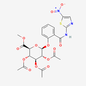 molecular formula C₂₃H₂₃N₃O₁₃S B1140136 Methyl 1-[[2-N-(5-Nitrothiazolyl)carboxamido]phenyl]-2,3,4-tri-O-acetyl-beta-D-glucopyranuronate CAS No. 221287-92-9