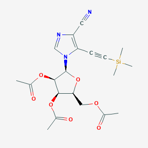 molecular formula C₂₀H₂₅N₃O₇Si B1140143 5-(2-(Trimethylsilyl)-1-ethyn-1-yl)-1-(2',3',5'-tri-O-acetyl-beta-D-ribofuranosyl)imidazo-4-carbonitrile CAS No. 126004-21-5
