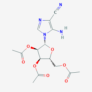 molecular formula C₁₅H₁₈N₄O₇ B1140144 5-Amino-1-(2',3',5'-tri-O-acetyl-b-D-ribofuranosyl)-imidazole-4-carbonitrile CAS No. 23192-63-4