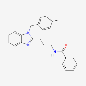 molecular formula C25H25N3O B11401456 N-{3-[1-(4-methylbenzyl)-1H-benzimidazol-2-yl]propyl}benzamide 