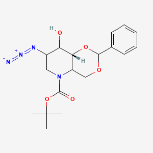 molecular formula C₁₈H₂₄N₄O₅ B1140165 2-叠氮-4,6-O-苄亚甲基-N-(叔丁氧羰基)-1,2,5-三去氧-1,5-亚胺-D-葡萄糖醇 CAS No. 133697-23-1