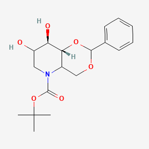 molecular formula C₁₈H₂₅NO₆ B1140168 4,6-O-Benzylidene-N-(tert-butoxycarbonyl)-1,5-imino-D-glucitol CAS No. 133697-16-2