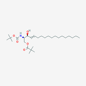 molecular formula C₂₈H₅₃NO₅ B1140172 N-Boc-1-pivaloyl D-erythro-Sphingosine CAS No. 342649-71-2