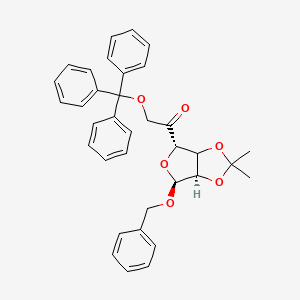 molecular formula C₃₅H₃₄O₆ B1140176 Benzyl 2,3-O-Isopropylidene-6-O-trityl-5-keto-alpha-D-mannofuranose CAS No. 91364-12-4
