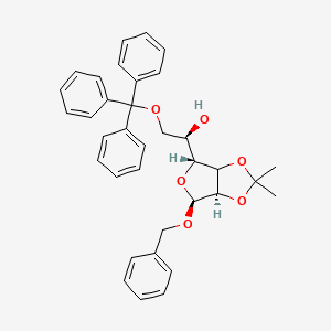molecular formula C₃₅H₃₆O₆ B1140177 Benzyl 2,3-O-Isopropylidene-6-O-trityl-alpha-D-mannofuranose CAS No. 91364-11-3