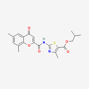 molecular formula C21H22N2O5S B11401806 isobutyl 2-{[(6,8-dimethyl-4-oxo-4H-chromen-2-yl)carbonyl]amino}-4-methyl-1,3-thiazole-5-carboxylate 