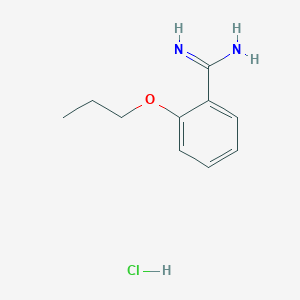 molecular formula C₁₀H₁₅ClN₂O B1140188 2-Propyloxybenzamidine Hydrochloride CAS No. 57075-84-0