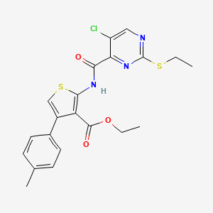 molecular formula C21H20ClN3O3S2 B11402138 Ethyl 2-({[5-chloro-2-(ethylsulfanyl)pyrimidin-4-yl]carbonyl}amino)-4-(4-methylphenyl)thiophene-3-carboxylate 