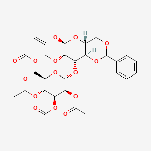 molecular formula C₃₁H₄₀O₁₅ B1140233 Methyl 2-O-Allyl-4,6-O-benzylidene-3-O-(2',3',4',6'-tetra-O-acetyl-a-D-mannopyranosyl)-a-D-mannopyranoside CAS No. 82185-93-1
