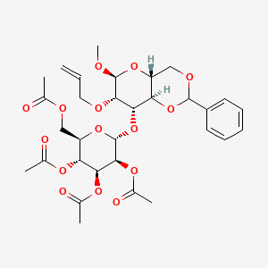 molecular formula C₃₁H₄₀O₁₅ B1140233 Methyl 2-O-Allyl-4,6-O-benzylidene-3-O-(2',3',4',6'-tetra-O-acetyl-α-D-mannopyranosyl)-α-D-mannopyra CAS No. 82185-93-1