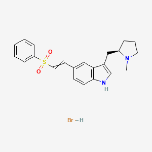 molecular formula C₂₂H₂₅BrN₂O₂S B1140245 5-(2-(Benzenesulfonyl)Vinyl)-3-(1-Methylpyrrolidin-2(R)-ylmethyl)-1H-Indole Hydr CAS No. 143577-60-0