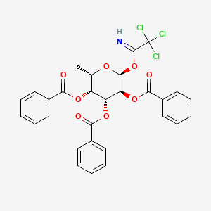 molecular formula C₂₉H₂₄Cl₃NO₈ B1140258 [(2S,3R,4R,5S,6S)-4,5-dibenzoyloxy-2-methyl-6-(2,2,2-trichloroethanimidoyl)oxyoxan-3-yl] benzoate CAS No. 180476-30-6