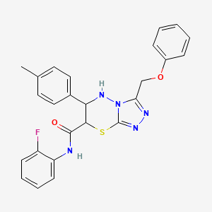 molecular formula C25H22FN5O2S B11402700 N-(2-fluorophenyl)-6-(4-methylphenyl)-3-(phenoxymethyl)-6,7-dihydro-5H-[1,2,4]triazolo[3,4-b][1,3,4]thiadiazine-7-carboxamide 
