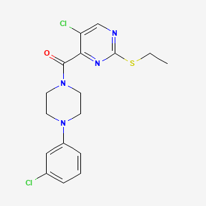 molecular formula C17H18Cl2N4OS B11402767 5-Chloro-4-[4-(3-chlorophenyl)piperazine-1-carbonyl]-2-(ethylsulfanyl)pyrimidine 